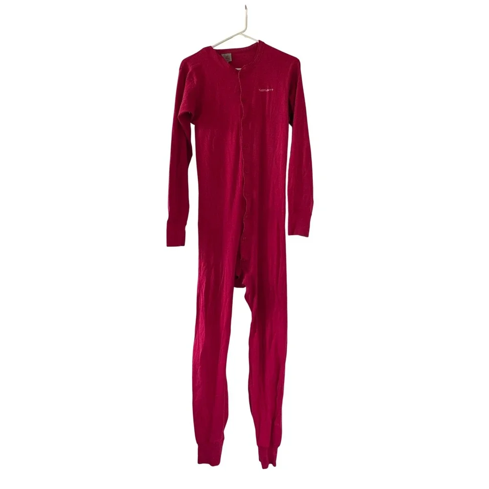 Vintage Carhartt Red Union Suit Thermal One Piece Long John K12‎ Mens Large